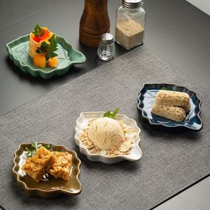 Kiln-change <b>Ceramic</b> Sauce Dish Leaf Shaped Hot Pot Dipping Sauce Dish Dim Sum <b>Plate</b> for Restaurant and Household - Product Image 1