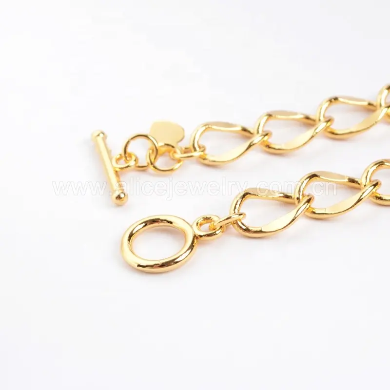 PJ013 della catena del Commercio All'ingrosso del braccialetto di collegamento placcato oro bianco catena del braccialetto per le donne