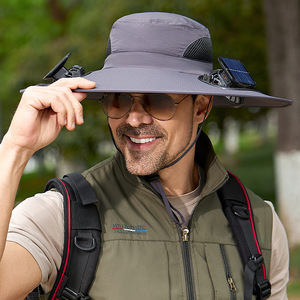 Chapeau Bob à Double Ventilateur Rechargeable Solaire et USB, Protection UV UPF 50+, Chapeau de Soleil Rafraîchissant à Large Bord pour la Pêche, la Randonnée et le Jardinage - Product Image 5