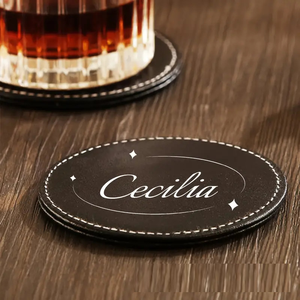 Personalized Leather Coasters with Logo Photo Text for Coffee Table Bar Wine Cup Kitchen Desktop Decor