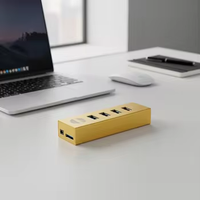 AOTECH 5'i 1 Arada USB 3.0 Hub 3 USB 3.0 Girişi 1 Ses Girişi Hızlı Şarj Altın Alüminyum Alaşım Mac/PC/Laptop Uyumlu 12 Ay Stokta