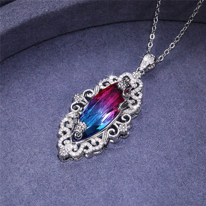 Ciondolo Vintage in Argento 925 con Cristallo Taglio Marquise, Strass con Montatura a Castone, Gioiello da Donna per Uso Quotidiano XL565 - Product Image 1