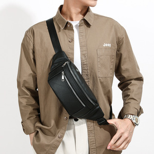 OEM OOM logotipo personalizado <span class=keywords><strong>cuero</strong></span> real <span class=keywords><strong>cuero</strong></span> liso impermeable negocios bandolera cintura pecho cinturón bolsa <span class=keywords><strong>riñonera</strong></span> para hombres bolso de mano - Product Image 2