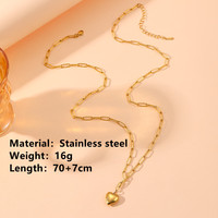 Collier ras du cou tendance pour femme en acier inoxydable plaqué or 18 carats avec pendentif cœur pêche, style japonais et coréen simple