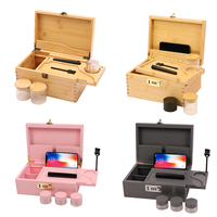 Bambou naturel bois noir boîte de rangement pour herbes mallettes de rangement étui à puzzle étui de rangement anti-odeur luxe avec plateau roulant