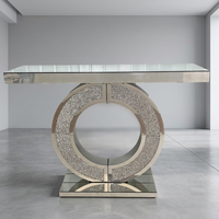 Table console moderne et contemporaine de luxe en verre miroir avec bois MDF pour salon, entrée, maison, hôtel, villa