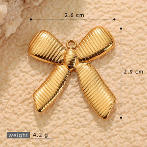 Custom DIY Luxury14k 18k Gold Plated 316L Stainless Steel <b>Bow</b> Charms for Jewelry Necklace Bracelet Bulk Jewelry Making - Product Image 5