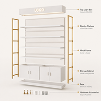 Étagère de présentation LED robuste pour vitrine de magasin, décoration intérieure, boutique, présentoir lumineux, organisateur de rangement à 4 niveaux