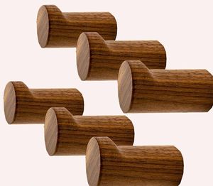 Crochets décoratifs colorés à fixer au mur pour suspendre les manteaux, petits crochets en bois et à une seule patte pour les chapeaux - Product Image 1