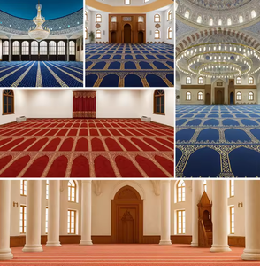 Custom High Quality Polyester Jacquard Tufted Machine Made Mosque Prayer Carpet Muslim Use Red High Pile Home Use Floor Roll - Product Image 2