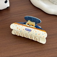 Pince à cheveux personnalisable, faite main, élégante, en acétate écologique, motif pétale et dessin animé chien requin, pour femmes, queues de cheval hautes et tresses arrière