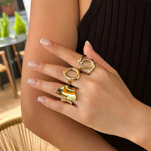 3 pcs/set Fashion Irregular Fold Wear Open Ring Set Fashion Jewelry Set - Product Image 2