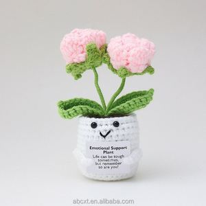Flores Artificiales Tejidas a Mano, Rosa de Ganchillo Positiva en Maceta Blanca para Navidad y Acción de Gracias - Product Image 3
