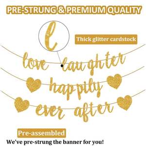 Sunbeauty Individuation Glitter Love Laughter and Happily Ever After Banner Or Décorations <span class=keywords><strong>de</strong></span> douche <span class=keywords><strong>de</strong></span> mariage - Product Image 5