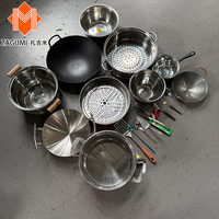 Set Peralatan Masak Anti Lengket Stainless Steel Triply OEM Pabrik 10 pcs, Grosir Set Peralatan Masak Anti Lengket