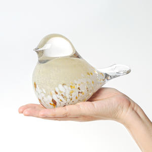 Figuras de Pájaros de Cristal Coleccionables, Estatuilla Decorativa Ecológica Pulida de Color Amarillo Pálido, Adorno de Animales, Pisapapeles, Regalo - Product Image 1