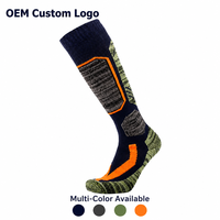 Chaussettes de sport montantes personnalisées en mélange polycoton, avec protection rembourrée pour tibia et cheville, pour ski et randonnée, OEM ODM, logo personnalisé