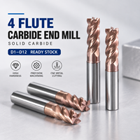 Fraise à queue en carbure à 4 dents, revêtement TiAlN, pour usinage CNC, disponible OEM/ODM, HRC55, diverses tailles en stock pour la coupe de métaux