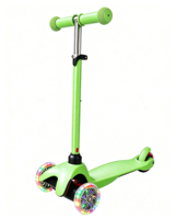 Trottinette à 3 roues pour enfants, tige réglable en hauteur, roues en PVC, frein arrière, verte, pour garçons et filles de 3 à 8 ans