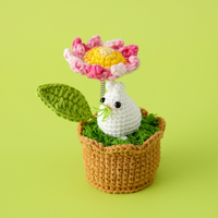 Pot de fleurs amigurumi fait main en forme de petit animal, adorable mini cadeau pour la décoration de la maison et du bureau