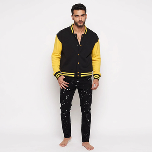 Custom Printing <b>Leather</b> Sleeve Men Baseball Varsity <b>Jackets</b> Solid Color Winter Warm <b>Long</b> sleeves Men Varsity <b>Jacket</b> - Product Image 1