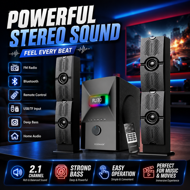 Audio Home Set Multimedia Desktop Computer RGB Speakers 2.1 Subwoofer Home Theatre System BT Speakers Woofer