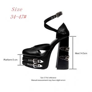 <span class=keywords><strong>Scarpe</strong></span> con plateau in stile Heavy Metal Dark Punk, taglie forti, per crossdresser, gotiche, Y2K, con <span class=keywords><strong>tacco</strong></span> grosso in pelle PU, da donna - Product Image 6