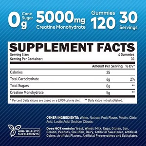 Gomitas de Creatina Monohidrato con Sabor a Frutas, Fórmula Micronizada, Suplemento de Recuperación Post-Entrenamiento para el Crecimiento y la Fuerza Muscular - Product Image 2