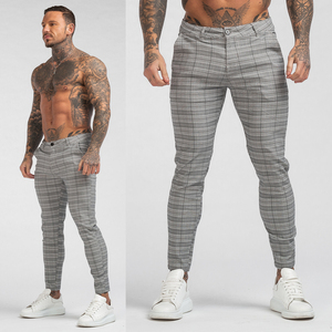 <span class=keywords><strong>Pantalones</strong></span> de cuadros supercómodos y elásticos para <span class=keywords><strong>hombre</strong></span>, Pantalón chino ajustado, color gris y blanco, 2022 - Product Image 1