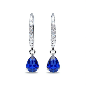 Orecchini Pendenti Ovali E720 in Argento 925 con Cristalli e Strass, Gioielli Classici da Sposa per Donna - Product Image 1