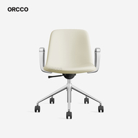 Nouvelle chaise de bureau pivotante à dossier moyen, design moderne, pour réunions et négociations, en cuir et tissu rembourrés, avec mousse moulée