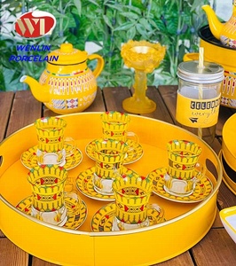 Juego de tazas de café de vidrio de Ramadán, caja de regalo, botellas de vidrio árabe, etíope, cerámica y porcelana, Habesha dorado a granel - Product Image 1