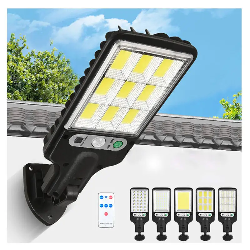 High Brightness Motion Sensor Ip65 Waterproof 5W Led Rechargeable Street Garden Solar Light With Remote Control