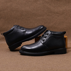 Men Winter Ankle Boots Genuine Leather Round Toe Fur Lining Rubber Sole Warm Comfortable Snow Boots - Product Image 1