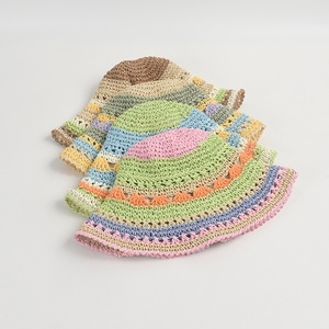 Sombrero de Paja de Ganchillo con Rayas de Colores - Sombrero de Sol Hecho <span class=keywords><strong>a</strong></span> Mano para Mujer, Estilo Vacacional, Playa y Resort, Sombreros de Ganchillo al por Mayor - Product Image 2