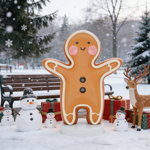 Sculpture personnalisée en fibre de verre de bonhomme en pain d'épices pour la décoration de rue de Noël, décoration de vacances en extérieur - Product Image 2