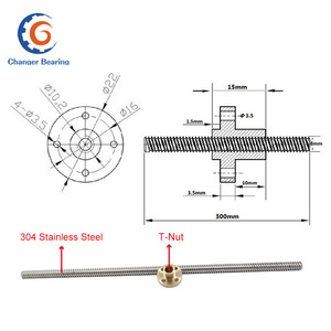 T-loại 304 thép không gỉ T8 động cơ bước vít máy in 3D thang 100mm 300mm Chiều dài vít với đai ốc - Product Image 5