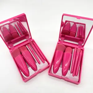 Vente en gros de 5 mini pinceaux cosmétiques ensemble de pinceaux de maquillage avec logo personnalisé portable compact et doux ensemble de pinceaux de maquillage pour le voyage