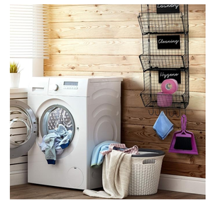 Nhà bếp phòng tắm treo tường 3-Tier Giỏ Trái Cây Rau lưu trữ dây giỏ với 6 móc kim loại & 3 Bảng Đen nhãn - Product Image 3