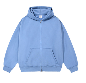 Vente en gros 100% coton hommes automne mode sweat à capuche exceptionnel 350G épais fermeture éclair personnalisé en peluche polaire couleur unie sur mesure à capuche - Product Image 2