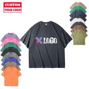 MOQ bajo personaliza tu propio logotipo camisetas Streetwear lavado al por mayor de alta calidad para hombre lavado ácido camiseta