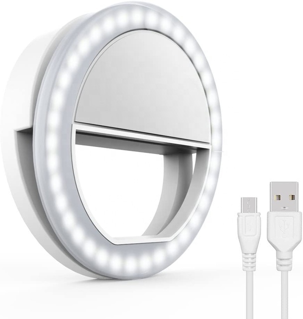 Dimmable Selfie Ring Light for Phone Laptop Tablets Camera Photography Video Rechargeable LED Circle Light