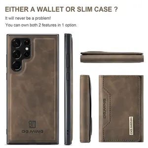 เคสกระเป๋าเงินหนังแบบถอดแม่เหล็กได้สำหรับ Samsung Galaxy S22 Ultra A53,เคสใส่การ์ดสุดหรูสำหรับ Samsung S22