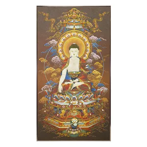 Dipinti fatti a mano di Thangka del Buddha Sakyamuni nella sala centrale dei tre tesori del Buddha
