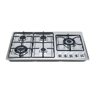 professional manufacturer stainless steel 5 burners cooker good price 5 ring gas stove auto ignition