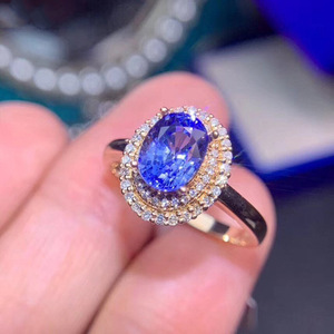 Anello Vintage con Cristallo Blu per Donne, Tono Rosa, Elegante Accessorio Moda per Uso Quotidiano e Feste - Product Image 2