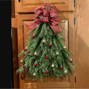 Karangan bunga pohon Natal buatan tangan, karangan bunga Natal buatan pintu depan, karangan bunga Natal besar, gantungan dekorasi liburan - Product Image 3