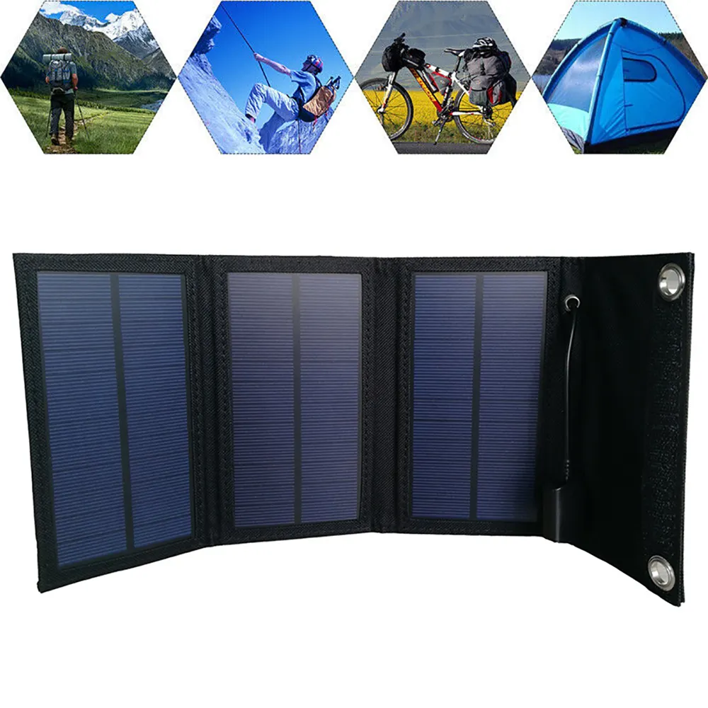 Pin Năng Lượng Mặt Trời 60W Ngoài Trời Sunpower Có Thể Gập Lại Được Pin Sạc Năng Lượng Mặt Trời Di Động USB 5V Cho Điện Thoại Di Động Du Lịch Cắm Trại Đi Bộ Đường Dài