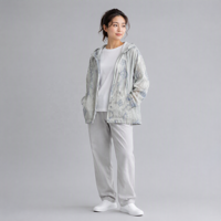 Tissu en microfibre de nylon 100% tissé froissé 34GSM, imprimé, pour vestes et vêtements d'extérieur pour filles et garçons