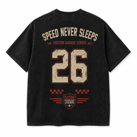 T-shirt unisexe vintage délavé avec motif drapeau à damier légendes de la course, numéro 26, décontracté, personnalisé, OEM, vente en gros
